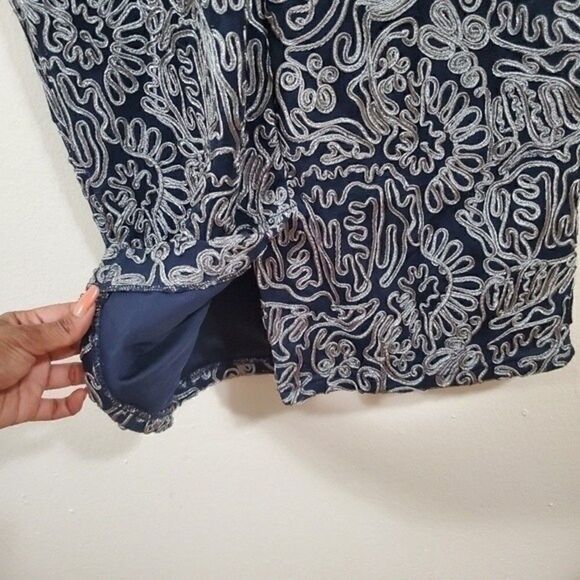 JS COLLECTIONS Soutache Cocktail Dress Blue Size 4 - Picture 13 of 15